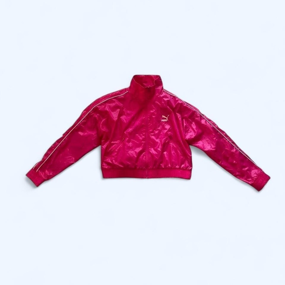 Hot pink cropped track jacket size‎ M by PUMA